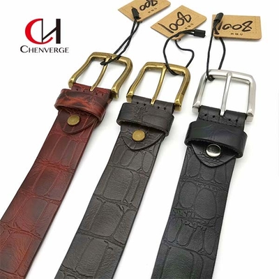 Cowhide Crocodile Embossed Leather Belt Multicolor Wear Resistant