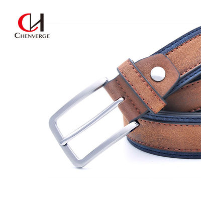 OEM Men's Leather Belts Two Colors Splicing Casual Fashion Lengthened Pure Cowhide